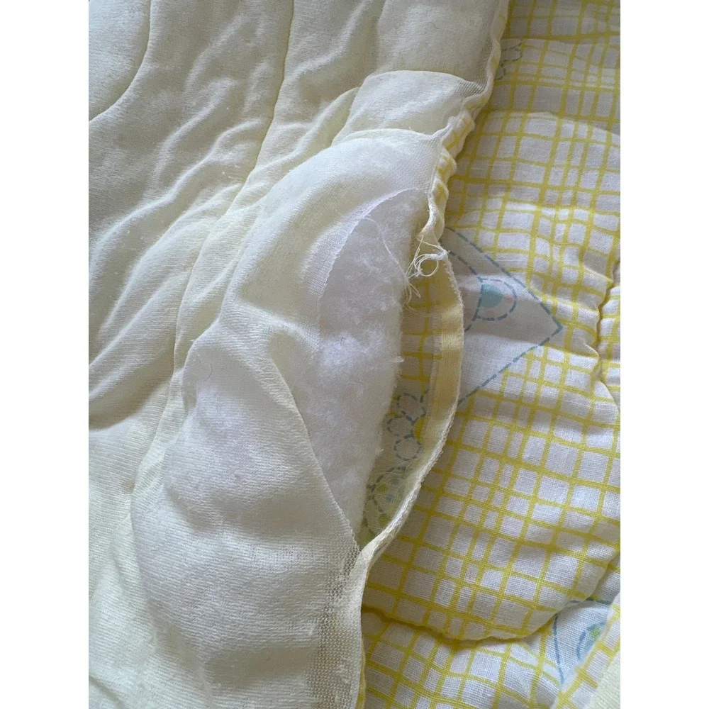 Vintage Yellow Gingham Teddy Bear Baby Quilt Blanket Crib Nursery 38x48‎ Read